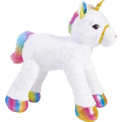 Peluche licorne blanc arc en ciel