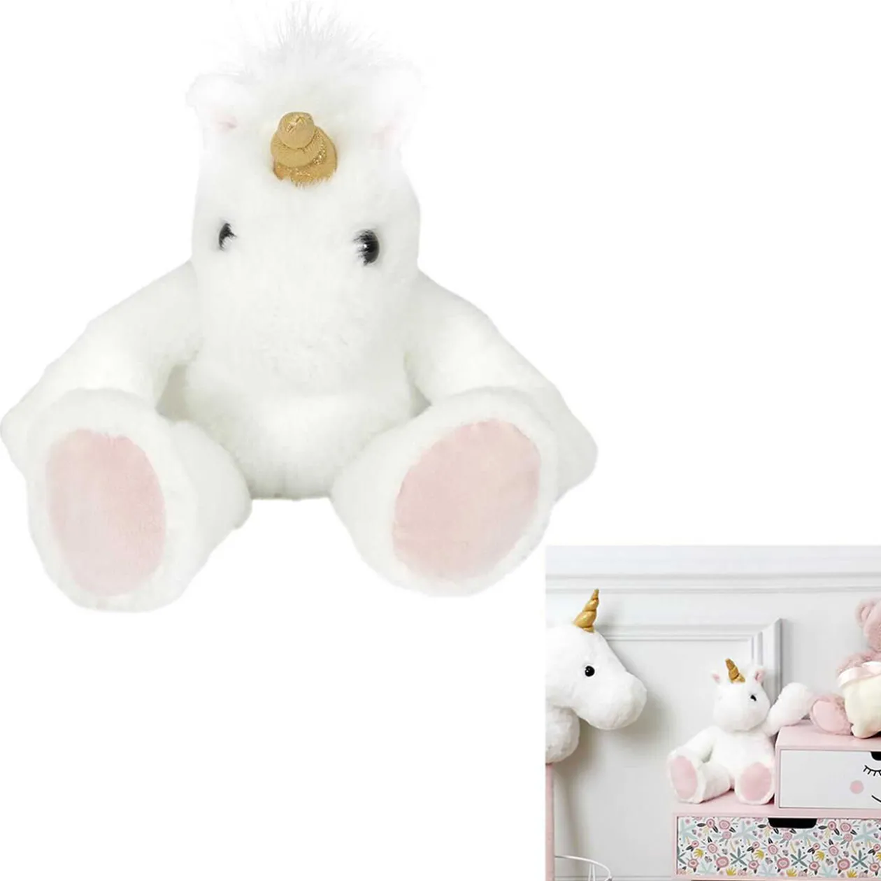 Peluche licorne blanc rose doré 20x10xH30cm