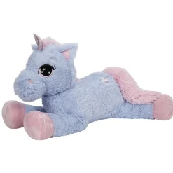 Peluche licorne couchée violet et rose