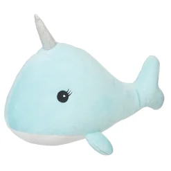 Peluche narval douceur bleue et blanche