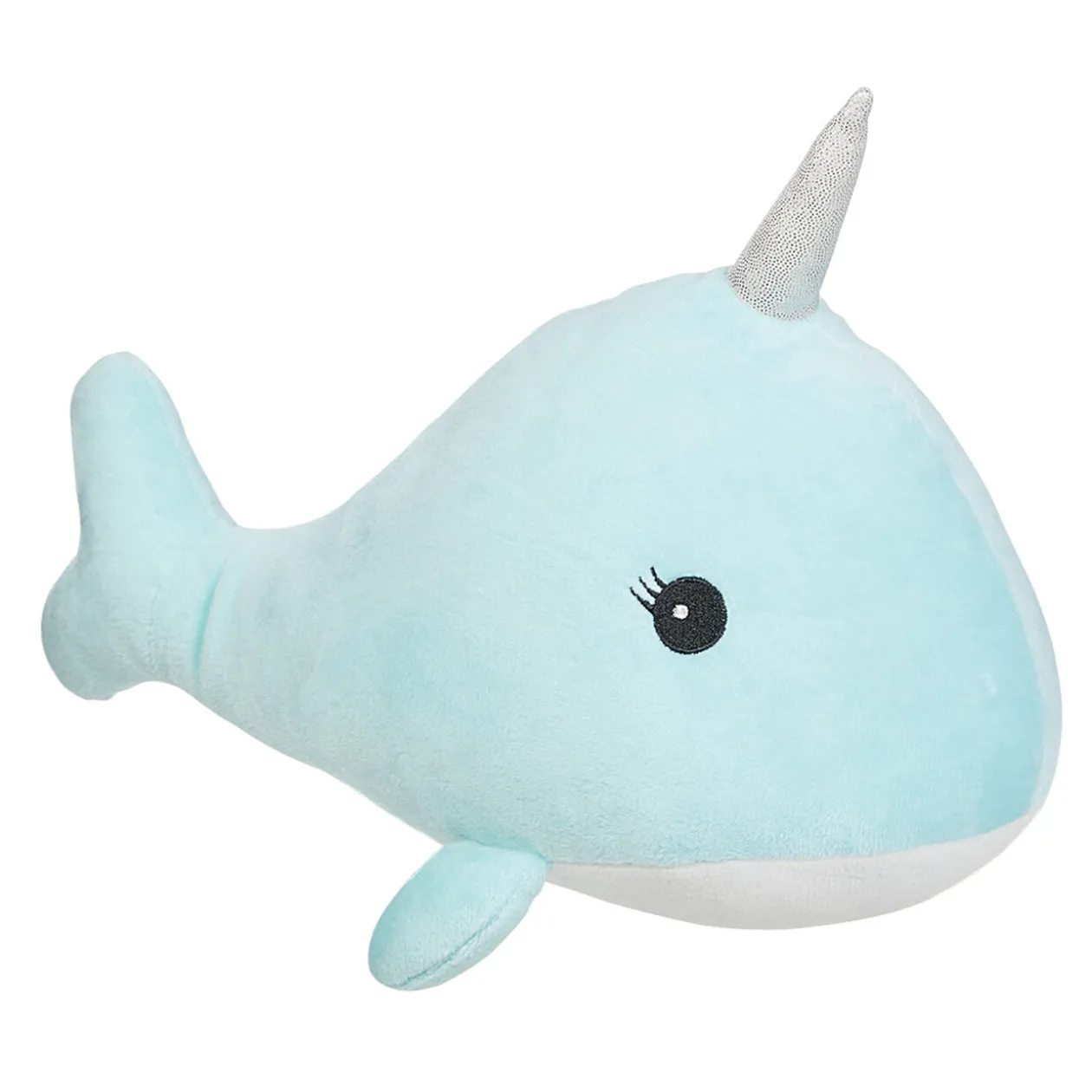 Peluche narval douceur bleue et blanche