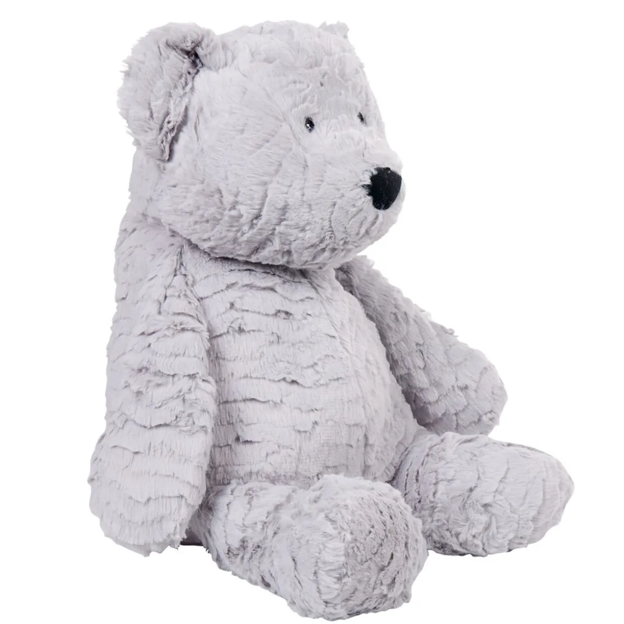 Peluche ours assis polyester gris H.40 cm