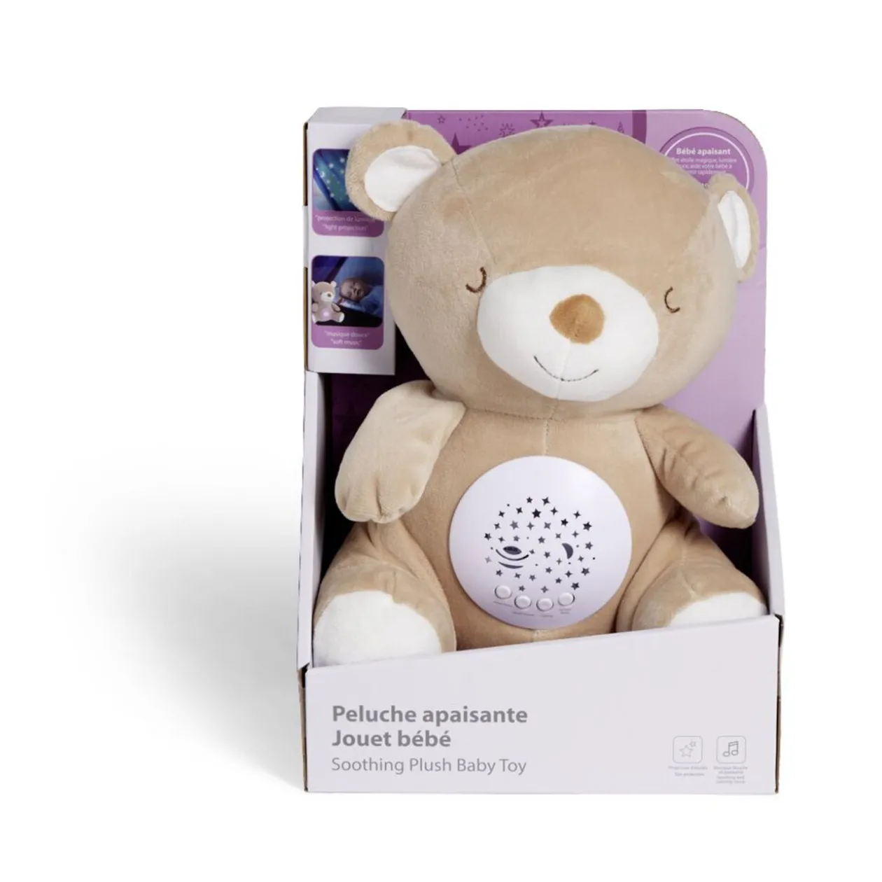 Peluche ours lumineux et sonore 24,5x17xH24,5cm