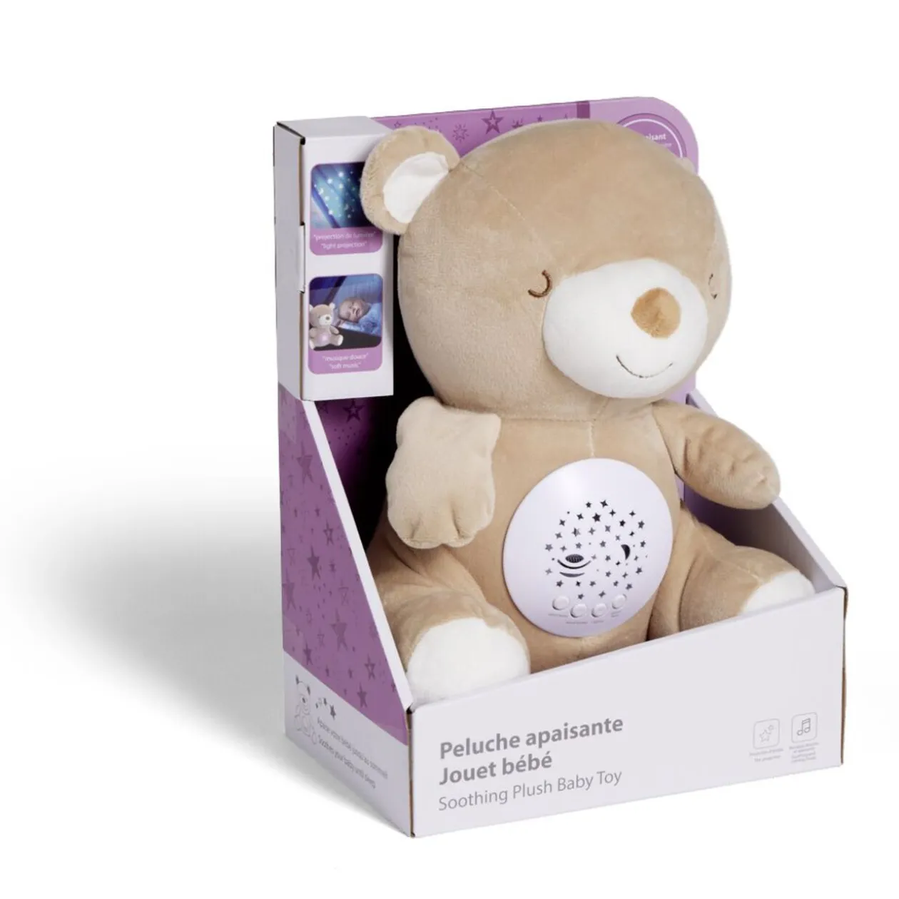 Peluche ours lumineux et sonore 24,5x17xH24,5cm