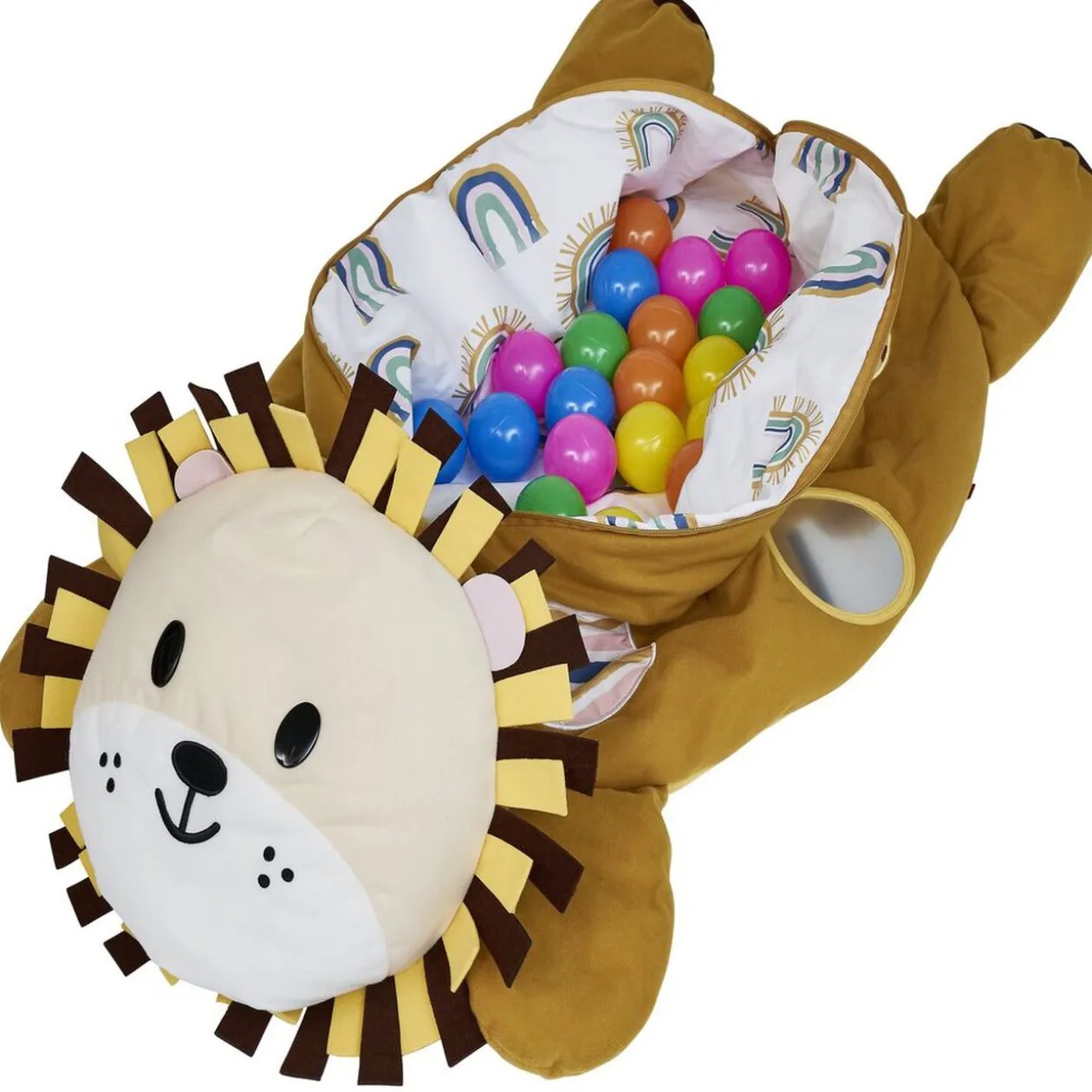 Peluche piscine à balles Lion L.100x59xH.32 cm + 20 boules multicolore