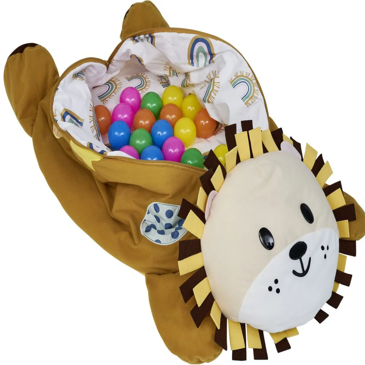 Peluche piscine à balles Lion L.100x59xH.32 cm + 20 boules multicolore