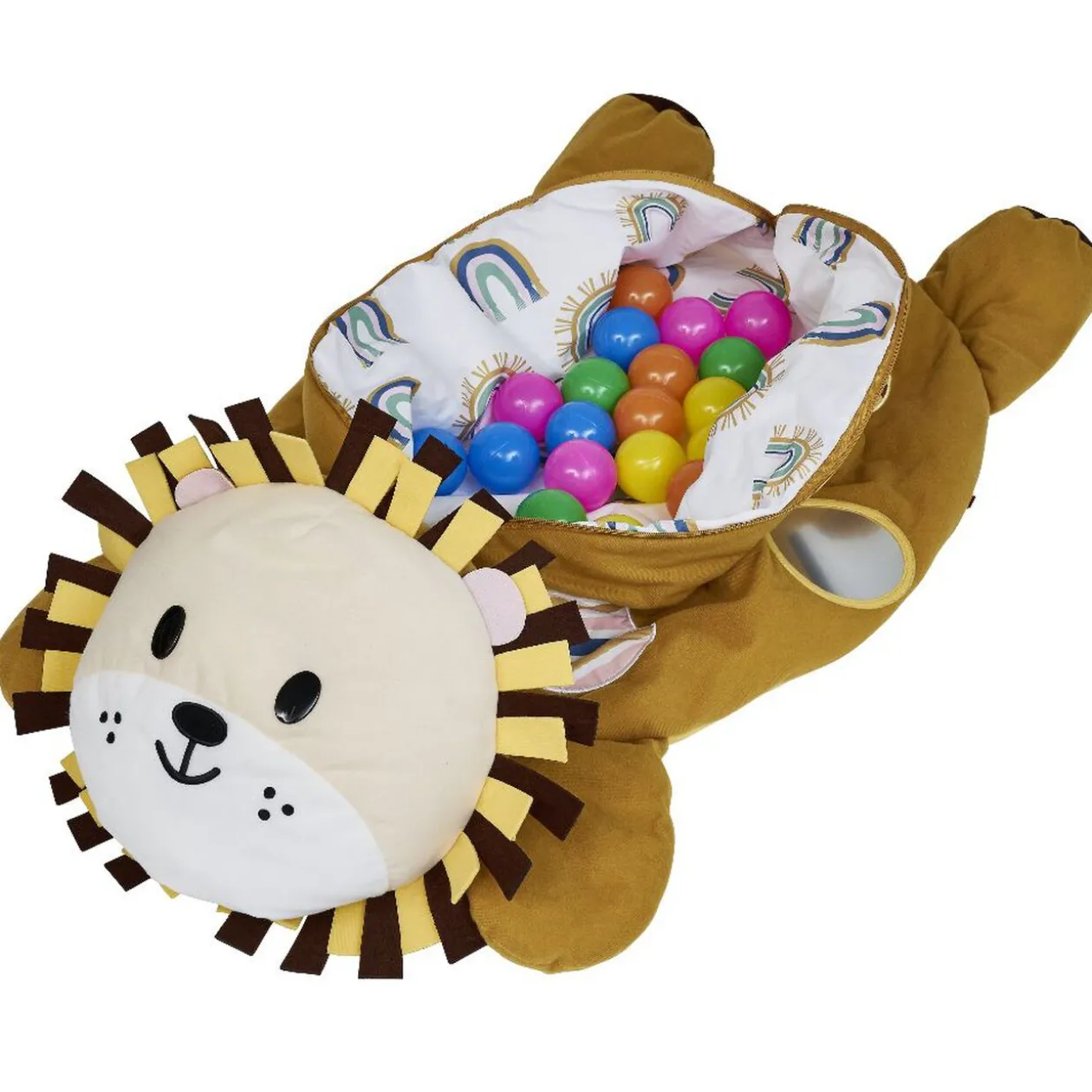 Peluche piscine à balles Lion L.100x59xH.32 cm + 20 boules multicolore