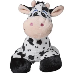 Peluche vache gonflable noir et blanc h. 60 cm