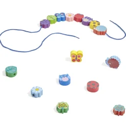 Perle XL à enfiler animaux et forêt en bois 16 pièces