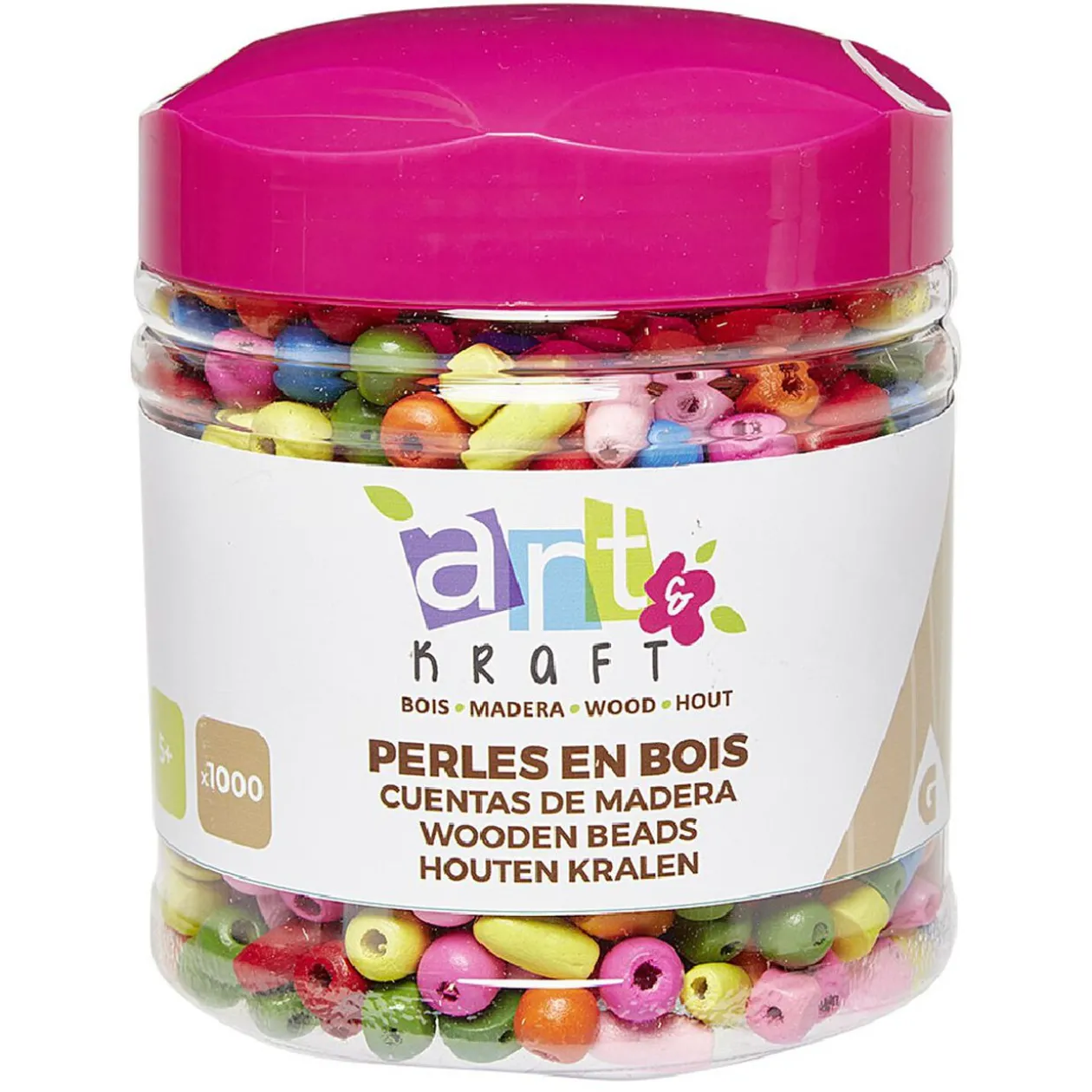 Perles en bois multicolores x 1000