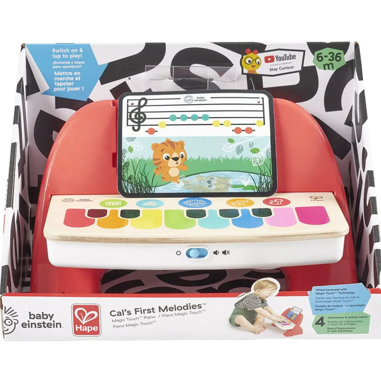 Piano sonore et musical avec clavier en bois