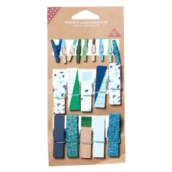 Pince à linge bois x19 bleu et vert