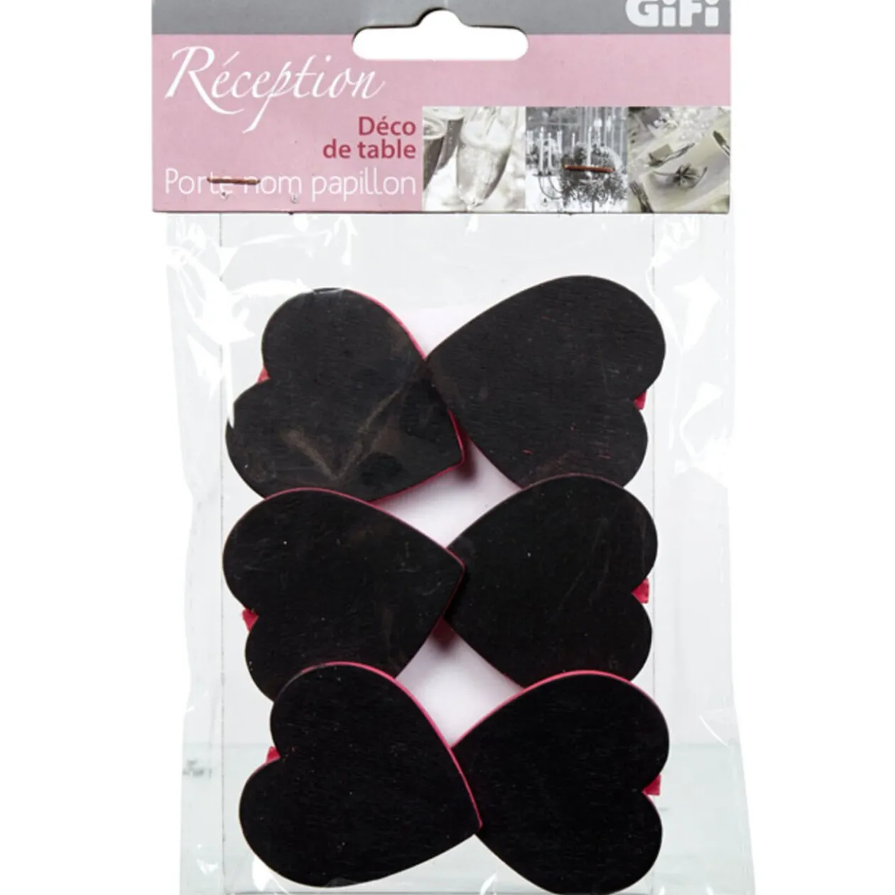 Pince ardoise coeur rose fuchsia x6