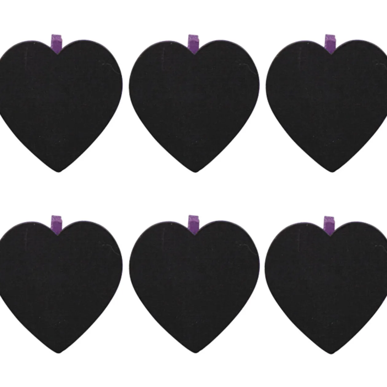 Pince ardoise coeur violet x6