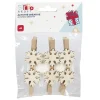 Pince porte-nom flocon de neige pailletté en bois x6