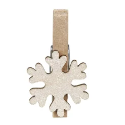 Pince porte-nom flocon de neige pailletté en bois x6