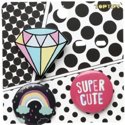 Pin's métal rond design fantaisie x3