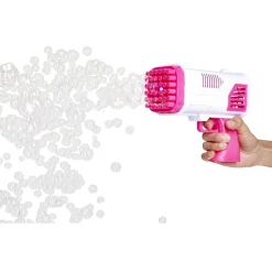 Pistolet bazooka à bulles 36 buses plastique rose