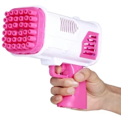 Pistolet bazooka à bulles 36 buses plastique rose