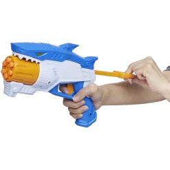 Pistolet requin bleu et 8 fléchettes
