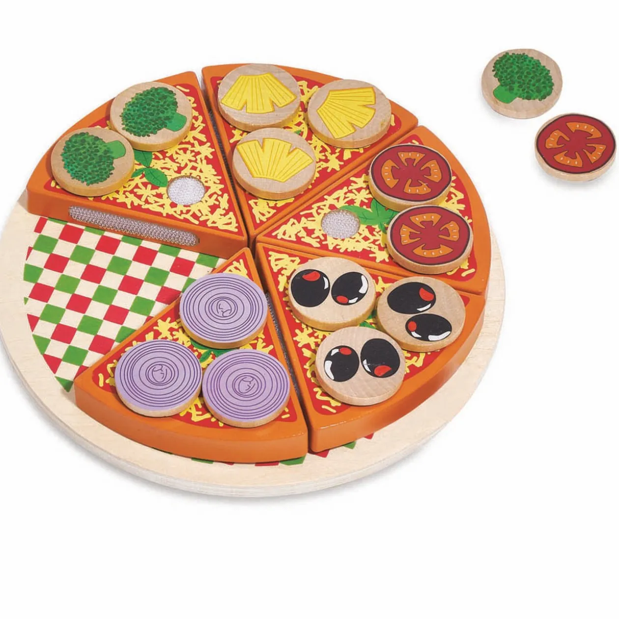 Pizza à découper en bois avec ingrédients 26 pièces