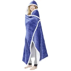 Plaid sweat adulte à capuche intérieur sherpa blanc - 2 modèles