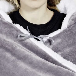 Plaid sweat adulte à capuche intérieur sherpa blanc - 2 modèles