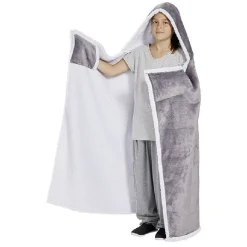 Plaid sweat enfant à capuche intérieur sherpa blanc - 2 modèles