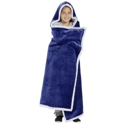 Plaid sweat enfant à capuche intérieur sherpa blanc - 2 modèles