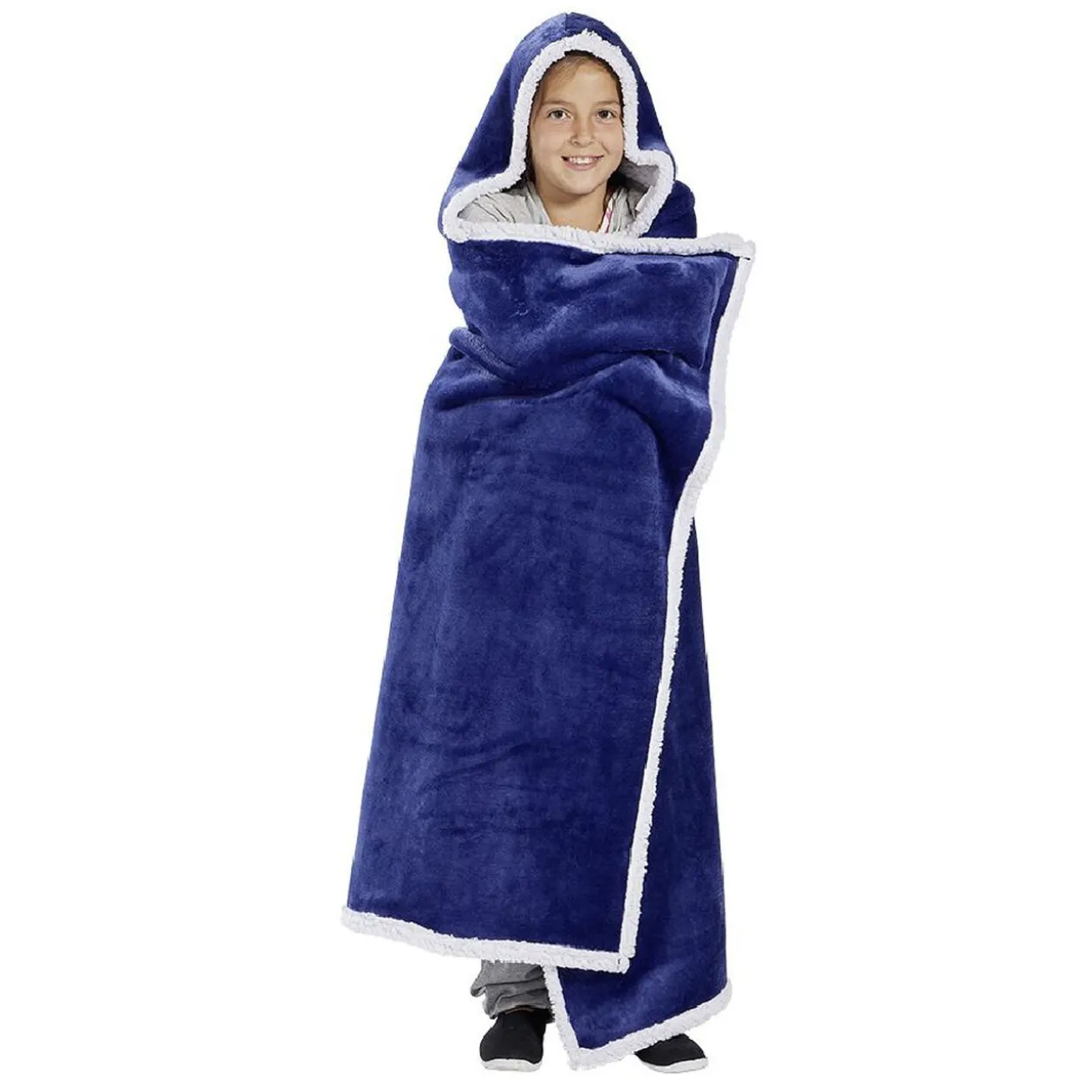 Plaid sweat enfant à capuche intérieur sherpa blanc - 2 modèles