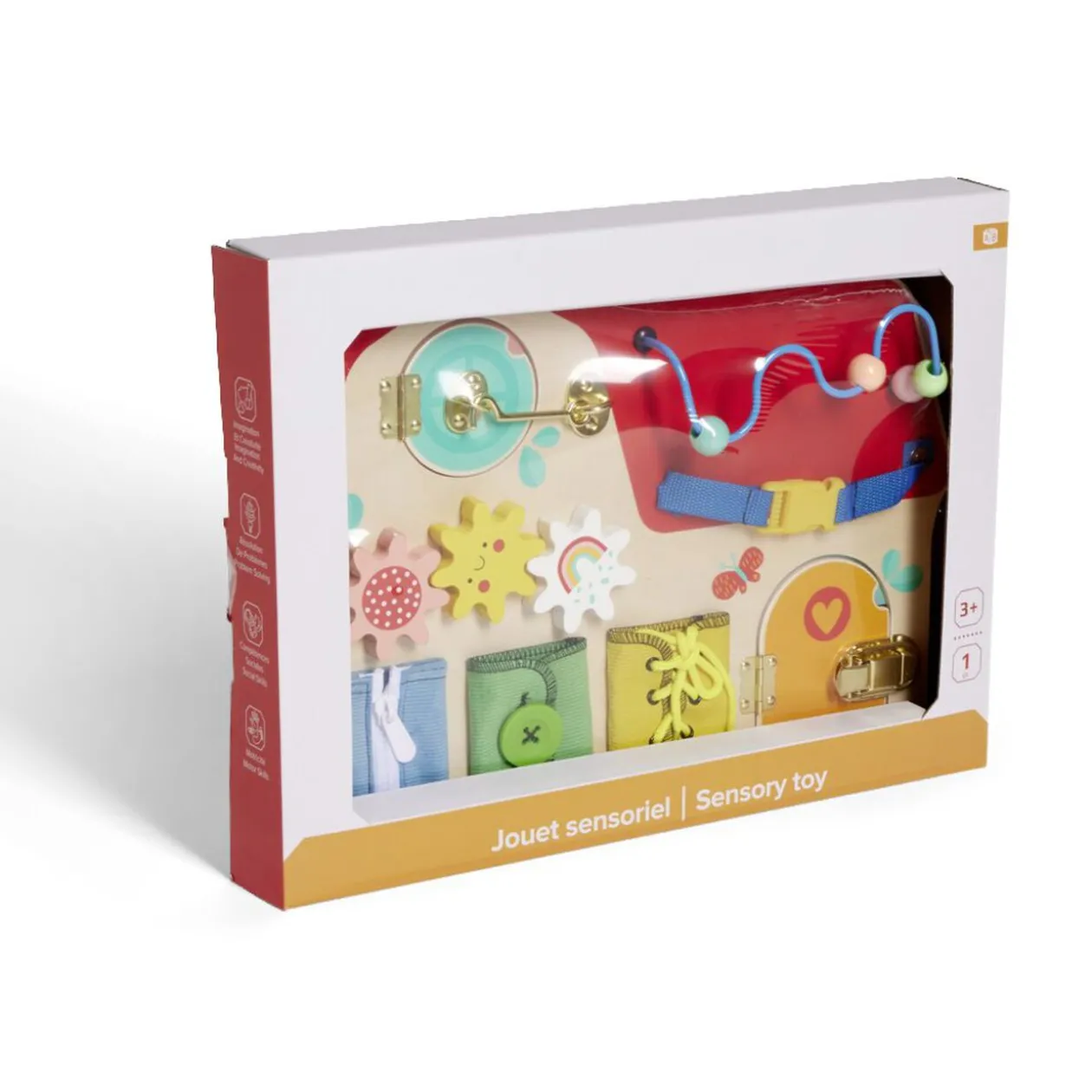 Planche activités enfant bois et métal 40x29,7xH6,4cm