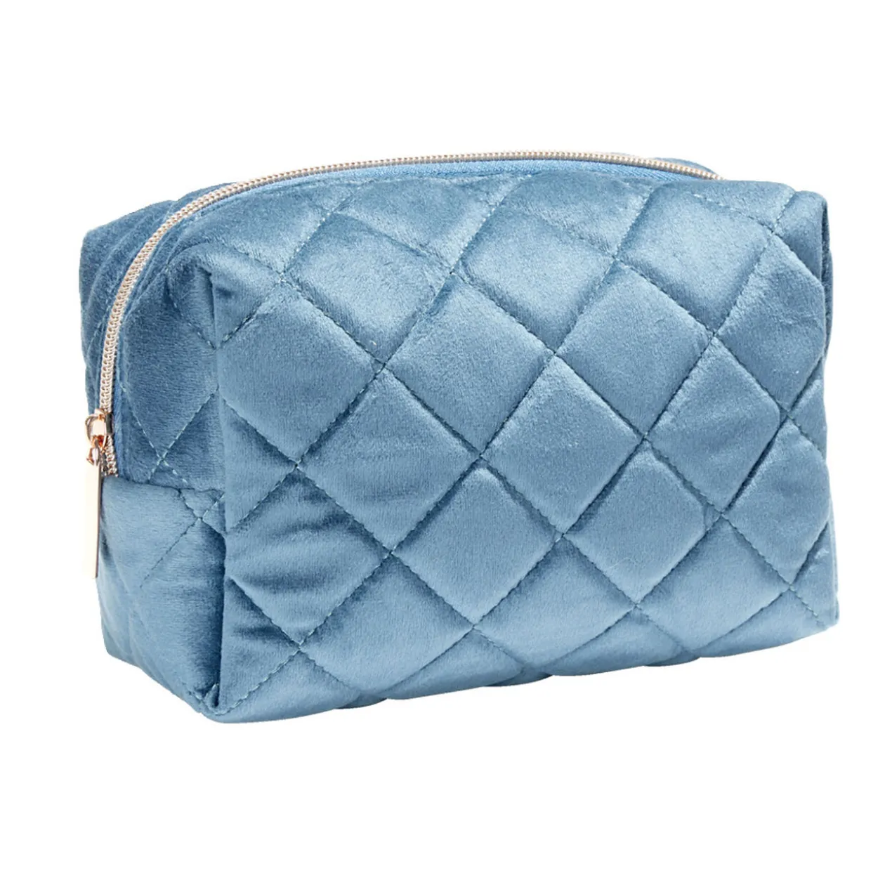 Pochette à cosmétiques en velours beige ou bleu 19x9xH12cm