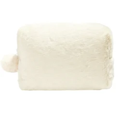 Pochette à cosmétiques fausse fourrure rose ou beige 19x9xH12cm