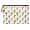 Pochette à maquillage motif tropical cactus doré