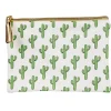 Pochette à maquillage motif tropical cactus vert