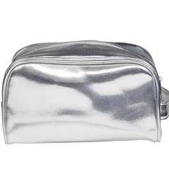 Pochette à maquillage polyester gris argenté