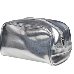 Pochette à maquillage polyester gris argenté