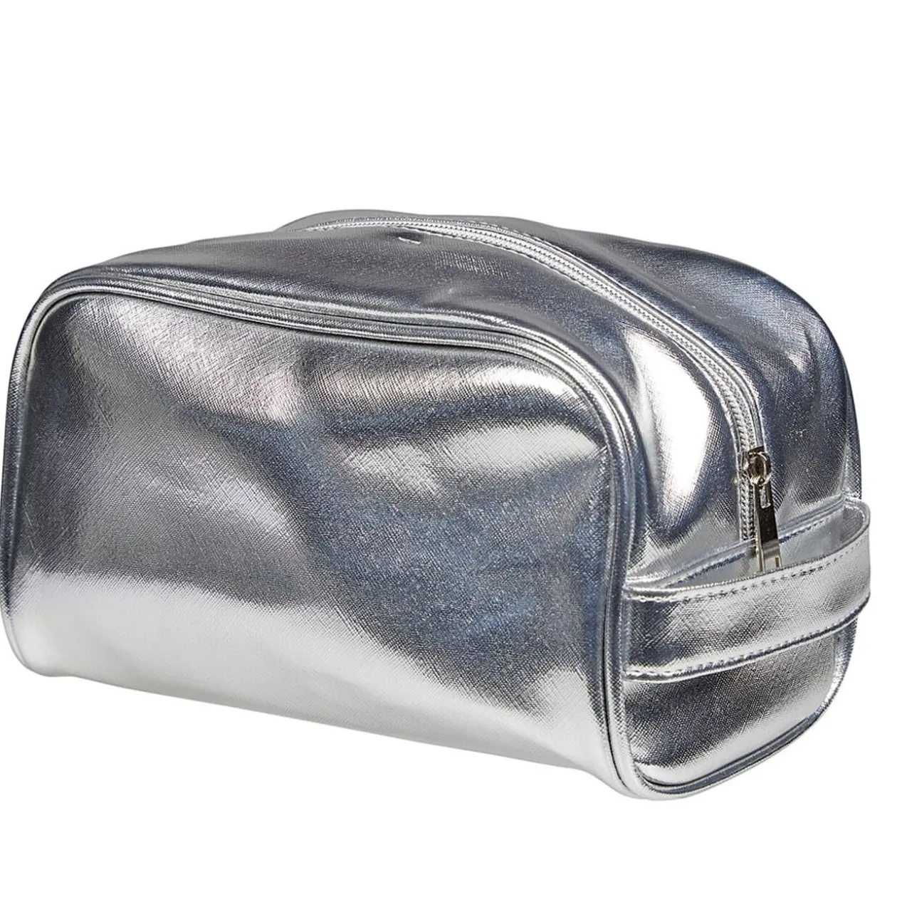 Pochette à maquillage polyester gris argenté