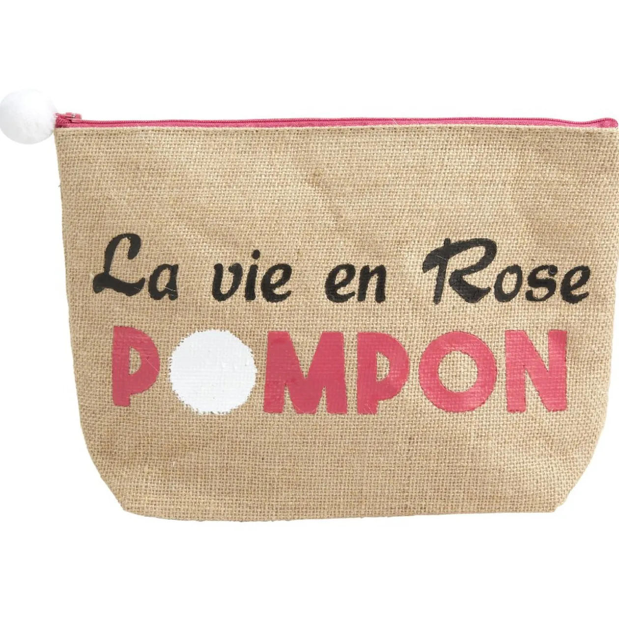 Pochette avec pompom en jute