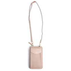 Pochette téléphone double zip polyuréthane et métal