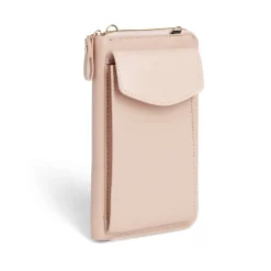 Pochette téléphone double zip polyuréthane et métal
