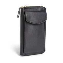 Pochette téléphone double zip polyuréthane et métal