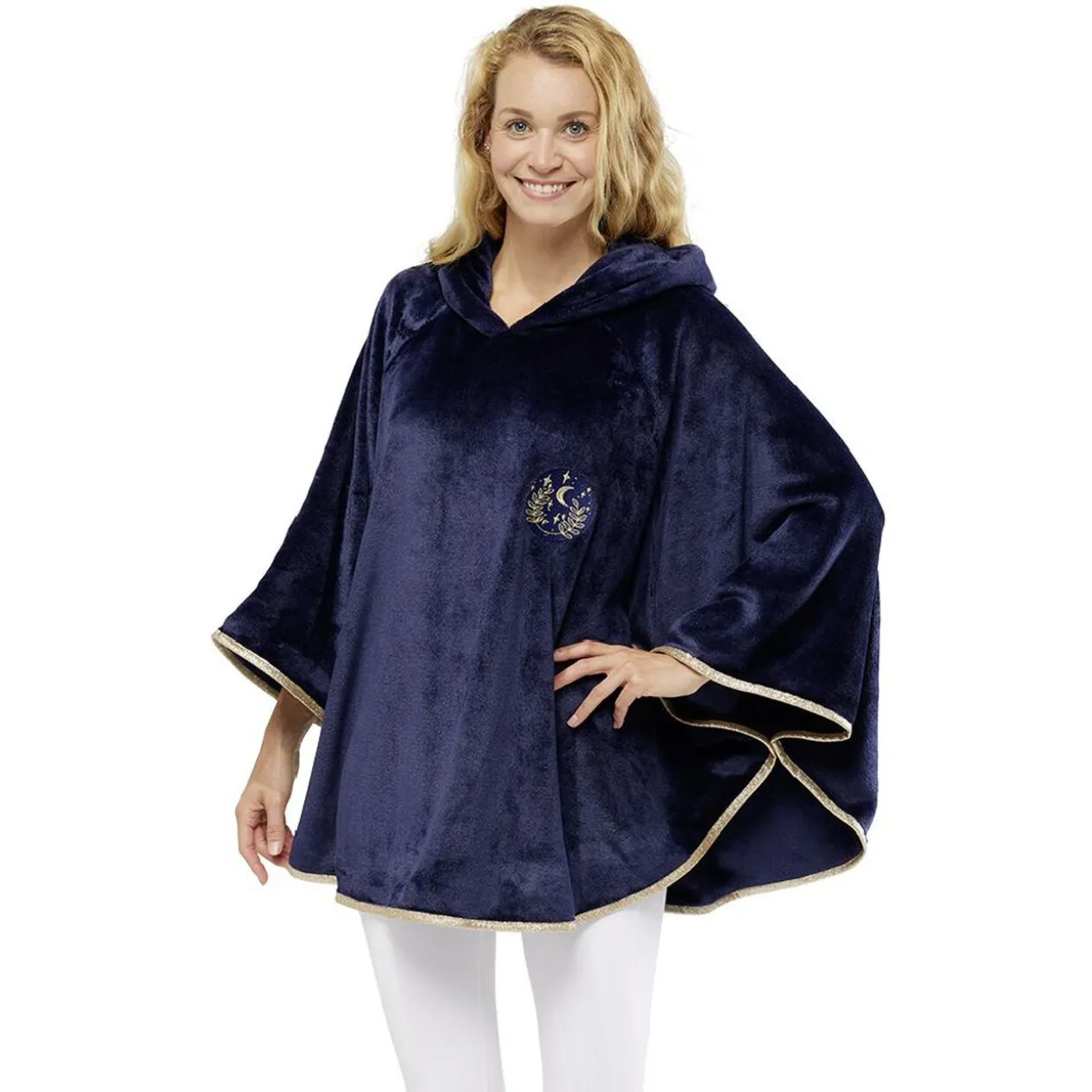 Poncho design chat bleu et doré Taille L