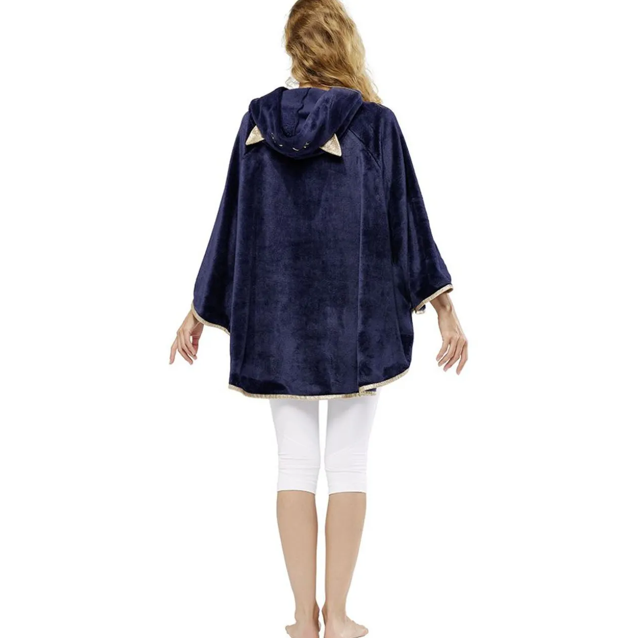 Poncho design chat bleu et doré Taille L