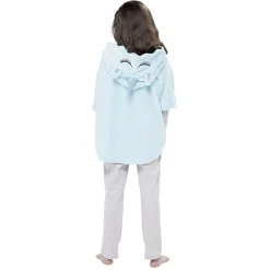 Poncho licorne bleu 6/8 ans