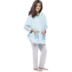 Poncho licorne bleu 10/12 ans