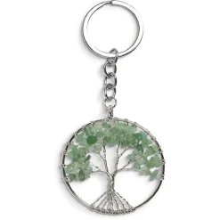 Porte clé avec médaillon arbre de vie et pierres colorées - 3 coloris