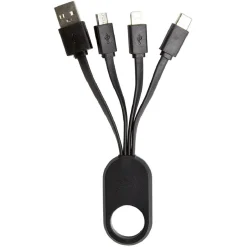 Porte clé câble de charge 3en1 lightning micro usb USBC blanc