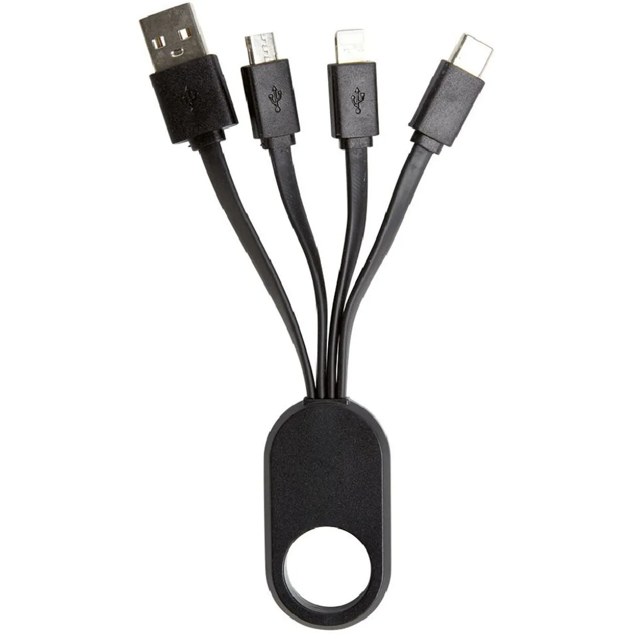 Porte clé câble de charge 3en1 lightning micro usb USBC blanc