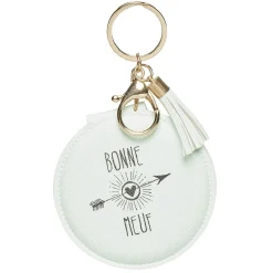 Porte clé double miroir avec inscription message effet simili